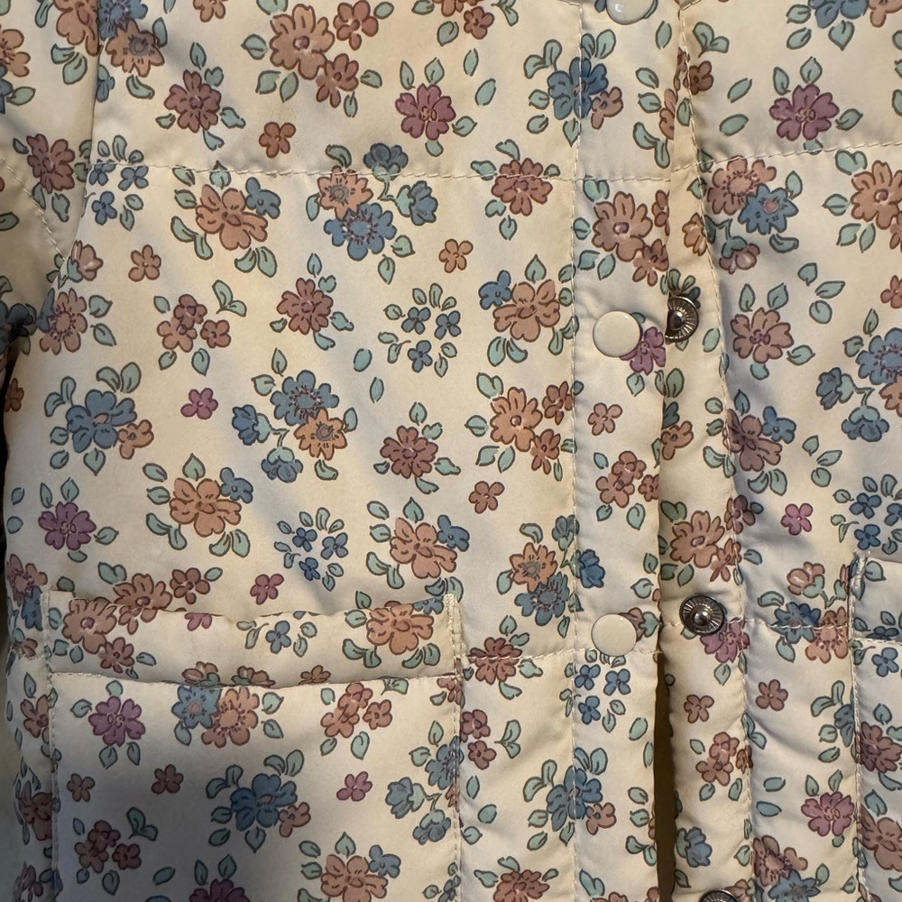 H&M Kids Floral Puffer Jacket - Cream and Blue - Picture 3 of 6